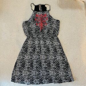 Trixxi | Halter Tie Dress | Black with Pink Design | S